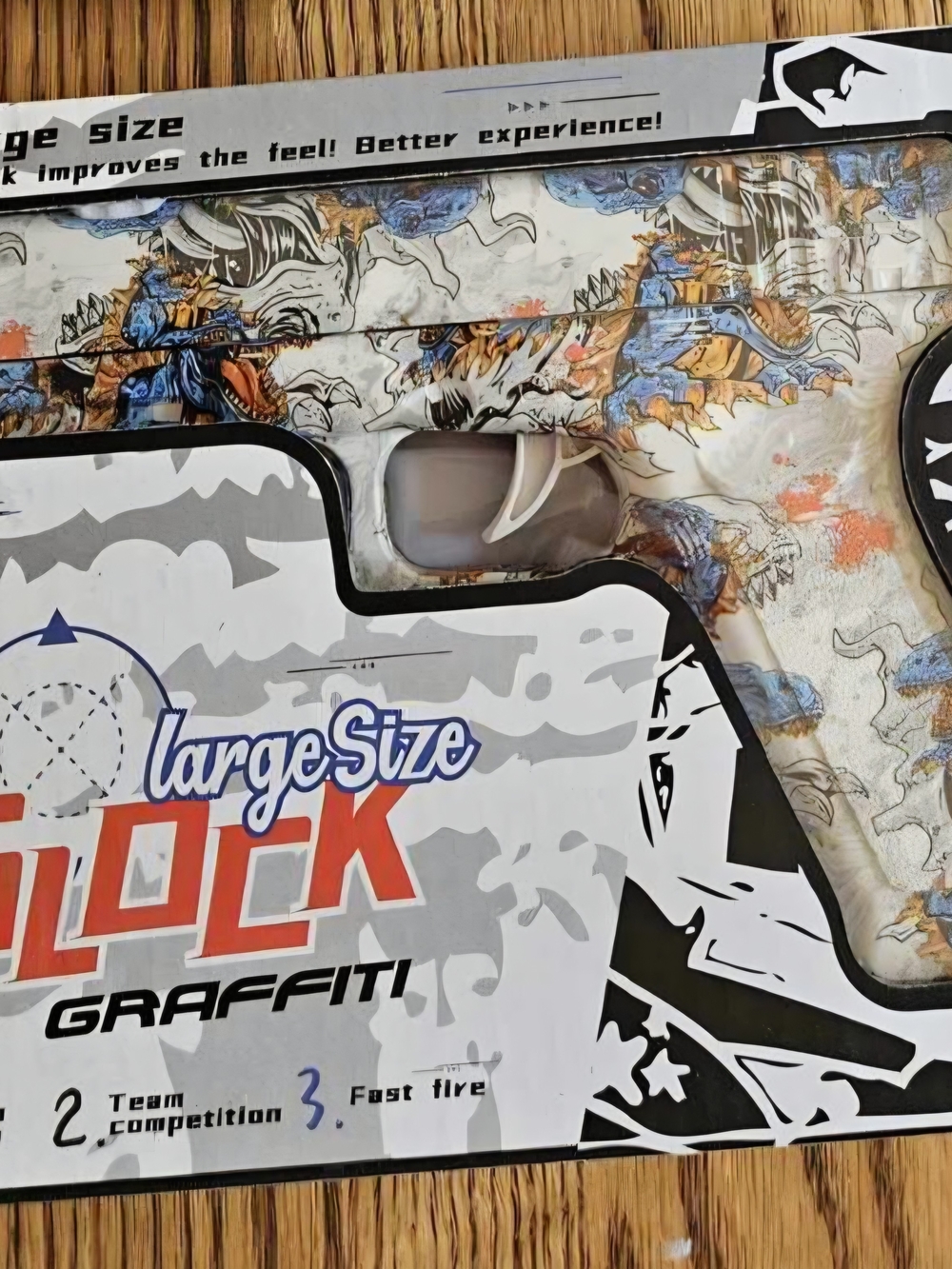 Graffiti Print Toy Pistol - White, Blue, Orange